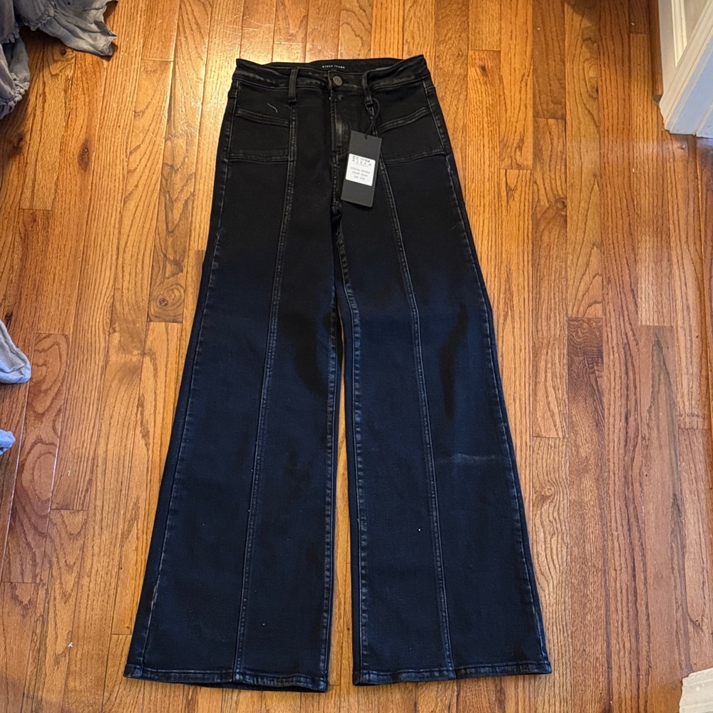 Risen Black Wide-Leg Jeans